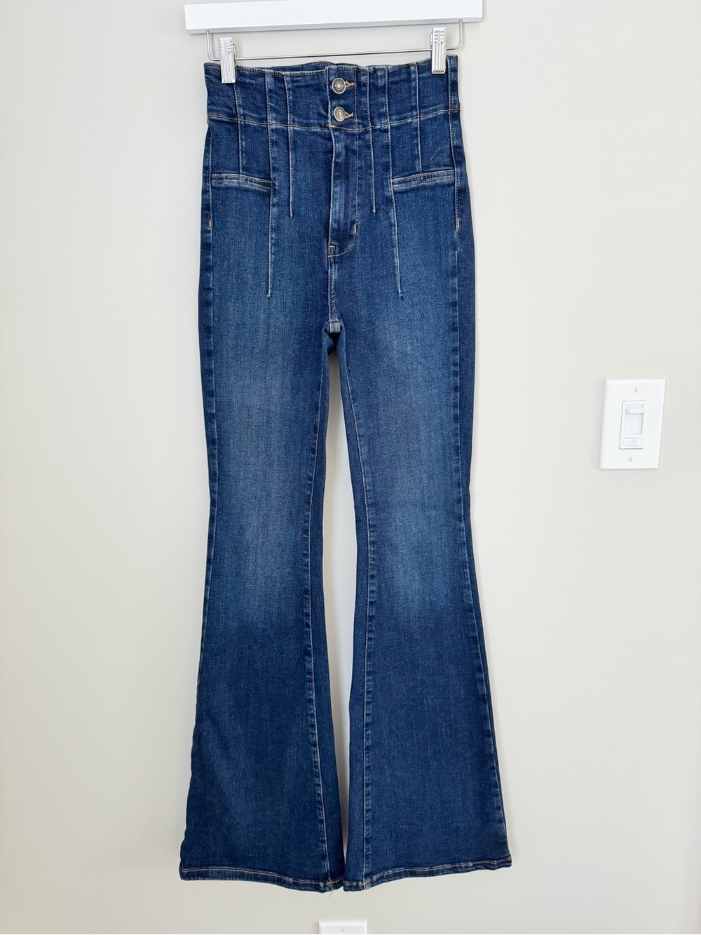 Free People Dark Blue High-Waist Flare Jeans - Picture 4 of 15